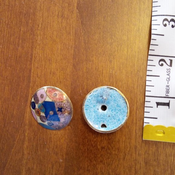 Beautiful Hand-Painted Abstract Design Earrings - Picture 2 of 3